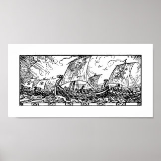 Póster Buques vikingos