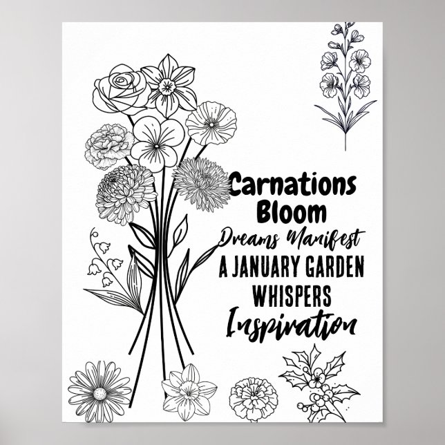 Póster Buquete de flores de nacimiento editable (Frente)