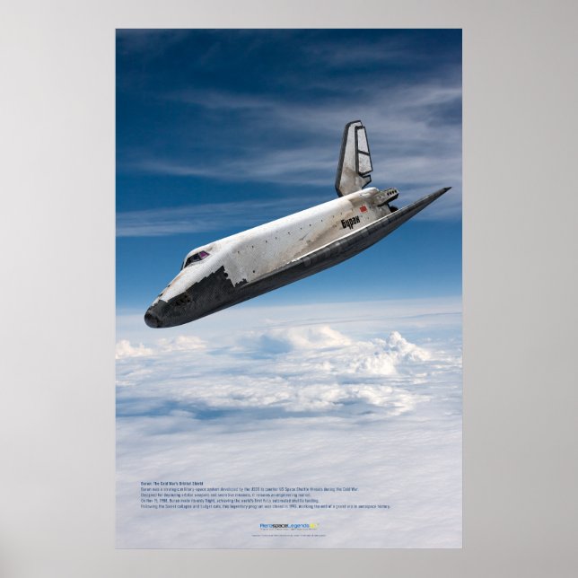 Póster Buran Spaceplane Descending Through Clouds (Frente)