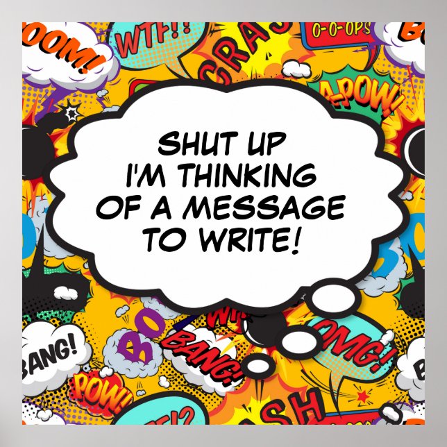 Póster Burbuja Divertida de Mensaje Retro Cómic Antiguo (Frente)