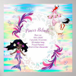 Póster Burbujas arcoiris mágicas y sirenas para bebés