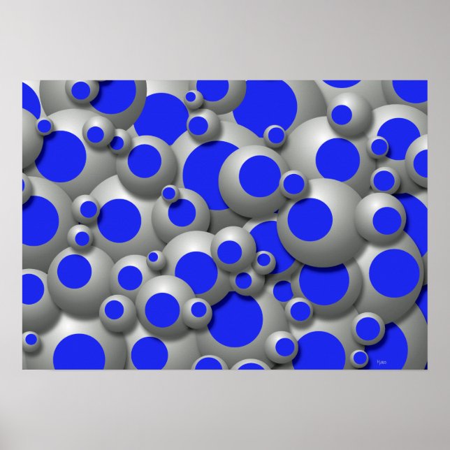 Póster Burbujas bulliciosas Poster azul real (Frente)