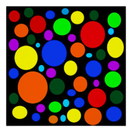 Póster Burbujas coloridas sobre negro