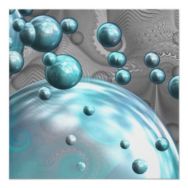 Póster Burbujas de Aqua de Guay y Swirls Oceánicas (Anverso)