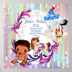 Póster Burbujas de niños y Unicornios