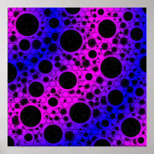 Póster Burbujas Espaciales con Lunares - Rosa/Azul