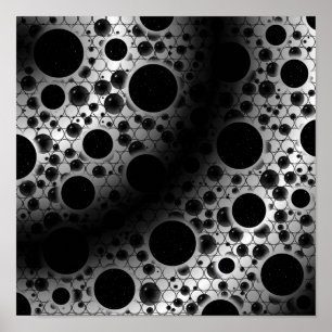 Póster Burbujas Espaciales de Manchas - Blanco/Negro