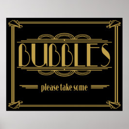 Póster Burbujas estilo Gatsby Art Deco Por favor, tome al