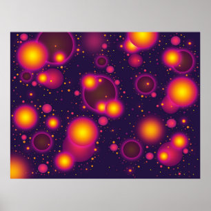 Póster Burbujas gruesas rosadas moradas y amarillas brill