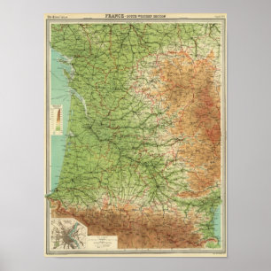 Póster Burdeos al sudoeste de la sección de Francia