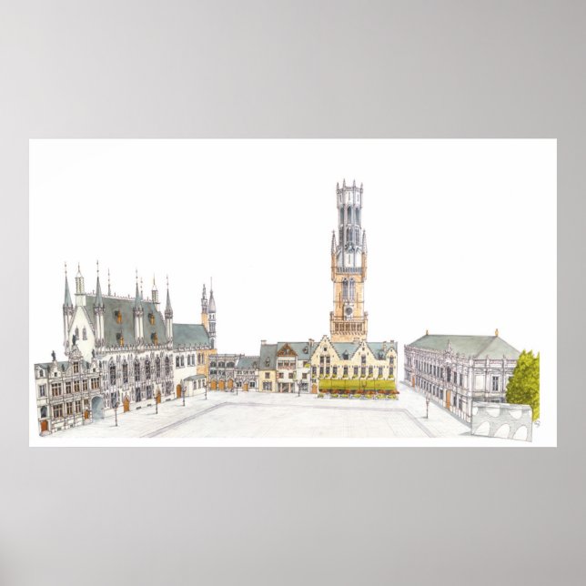 Póster Burg Square. Bruges Belgium. (Frente)