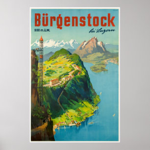 Póster Bürgenstock bei Luzern, Suiza,Cartel de viaje