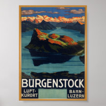 Bürgenstock Suiza Poster de Viajes Vintage