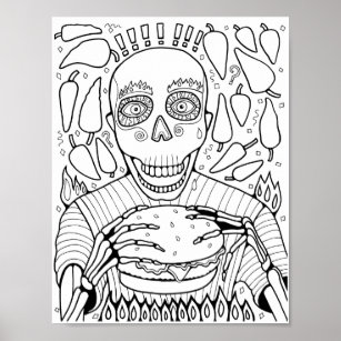 Póster Burger Cardstock Adulto Coloring Page