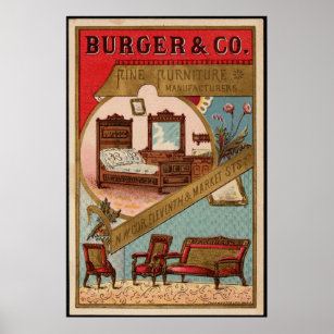 Póster Burger & Co. Furniture Fabricante Anuncio de época