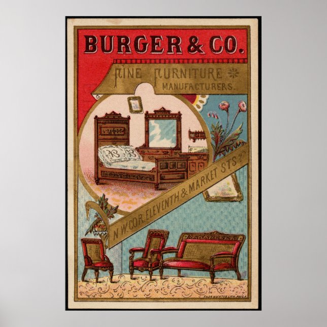 Póster Burger & Co. Furniture Fabricante Anuncio de época (Frente)