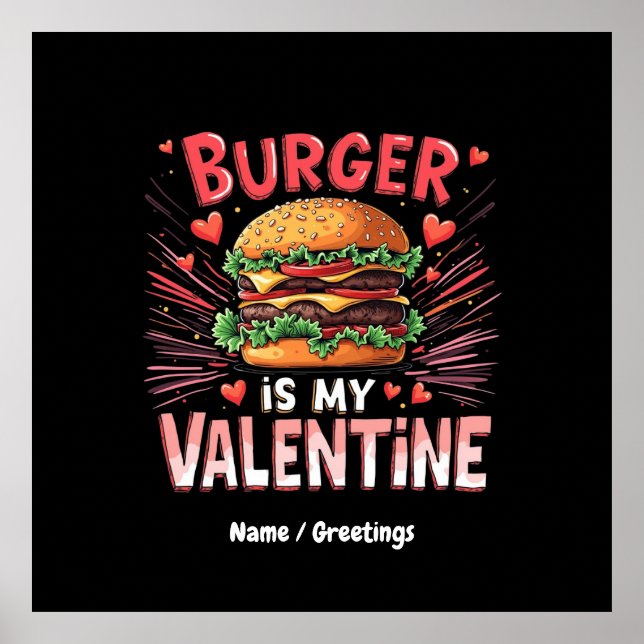 Póster Burger es mi homenaje de San Valentín (Frente)