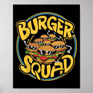 Póster Burger Squad Funny Cheeseburger Lover Food Hamburg