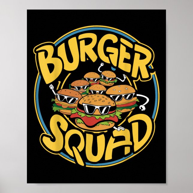 Póster Burger Squad Funny Cheeseburger Lover Food Hamburg (Frente)