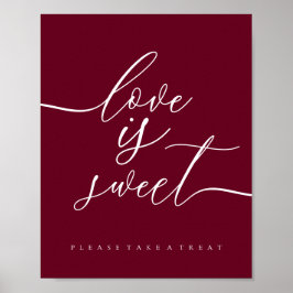 Póster Burgundy Amor es Dulce Tomar Postre