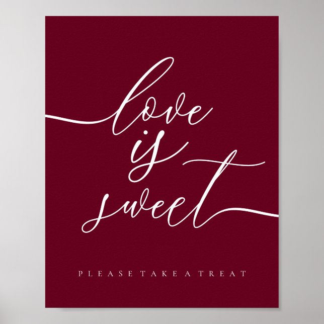 Póster Burgundy Amor es Dulce Tomar Postre (Frente)