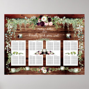 Póster Burgundy Blush Greenery Garland 160 Guest Seating
