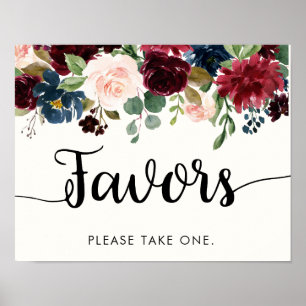Póster Burgundy Bouquet   Favores de matrimonio