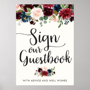Póster Burgundy Bouquet   Rótulo de nuestro libro de visi