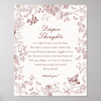 Burgundy Cae Toile De Jouy Diaper Thouower
