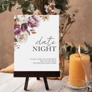Póster Burgundy Fall Bridal Shower Date Night Jar Rótulo