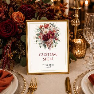 Póster Burgundy Floral Boho personalizado de temporada 8x