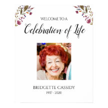 Burgundy Floral Welcome Celebration Of Life Photo