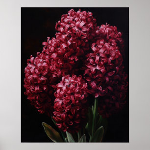 Póster Burgundy Hyacinth Flowers Art Print Poster