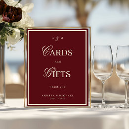 Póster Burgundy & Ivory Old Money Cards and Gifts Sign