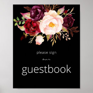Póster Burgundy Marsala Rótulo Poster de libros de visita