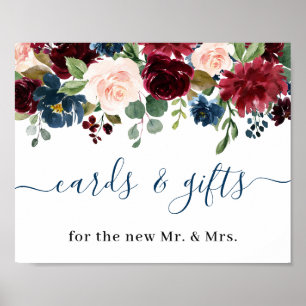 Póster Burgundy Navy Azul Beige Tarjetas y Regalos Boda