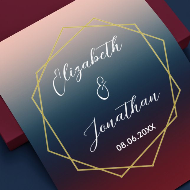 Póster Burgundy Navy Blush Ombre Geometric Wedding (Subido por el creador)