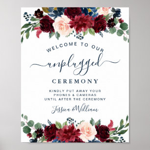 Póster Burgundy Navy Blush Unplugged Wedding Ceremony