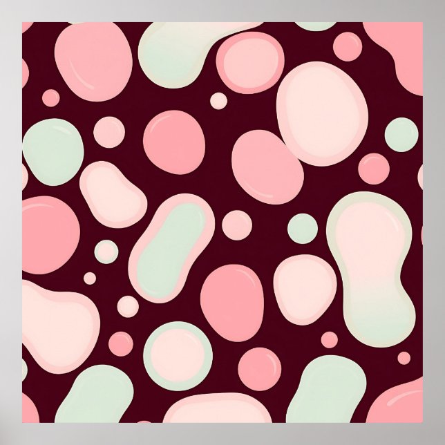 Póster Burgundy Pink Mint Organic Blob Pattern Abstract (Frente)