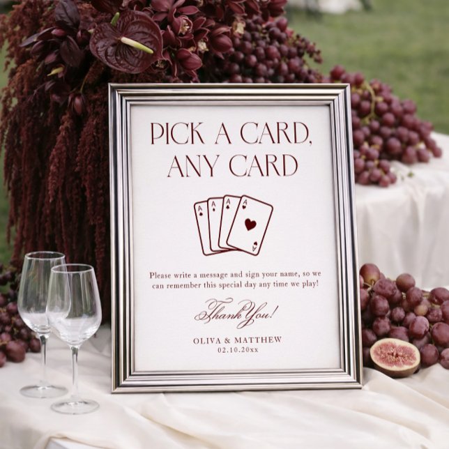 Póster Burgundy Playing Card Guest Book Wedding  (Subido por el creador)