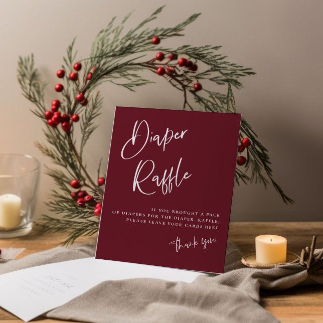 Póster Burgundy Red Baby Shower Diaper Raffle Cardstock (Subido por el creador)