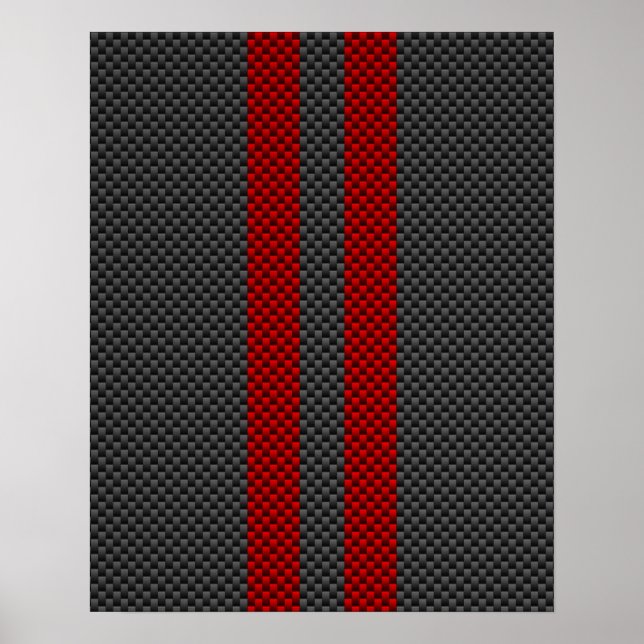 Póster Burgundy Red Carbon Fiber Style Stripes Decor (Frente)