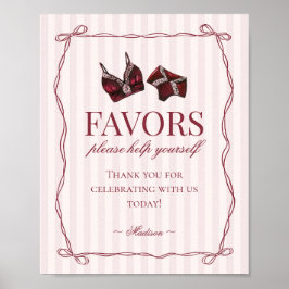 Póster Burgundy Red Lingerie Bachelorette Party Favors