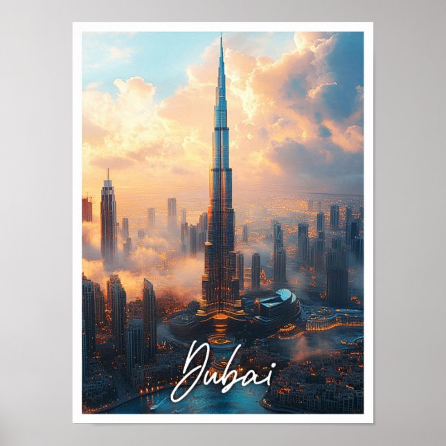 Póster Burj Khalifa Dubai Emiratos Árabes Unidos (Frente)