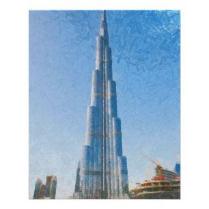 Póster Burj Khalifa, pintura de Dubai