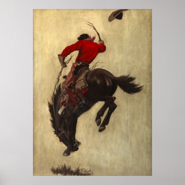 Póster Burlando Bronco por Newell Convers Wyeth (Frente)