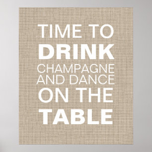Póster Burlap Champagne Fiesta Poster