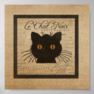 Póster Burlap Le Chat Noir French The Black Cat