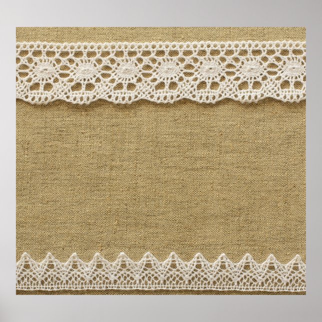 Póster Burlap, textura de tela de encaje. (Frente)
