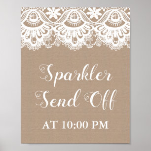 Póster Burlap y Lace Sparkler envían Rótulo Poster